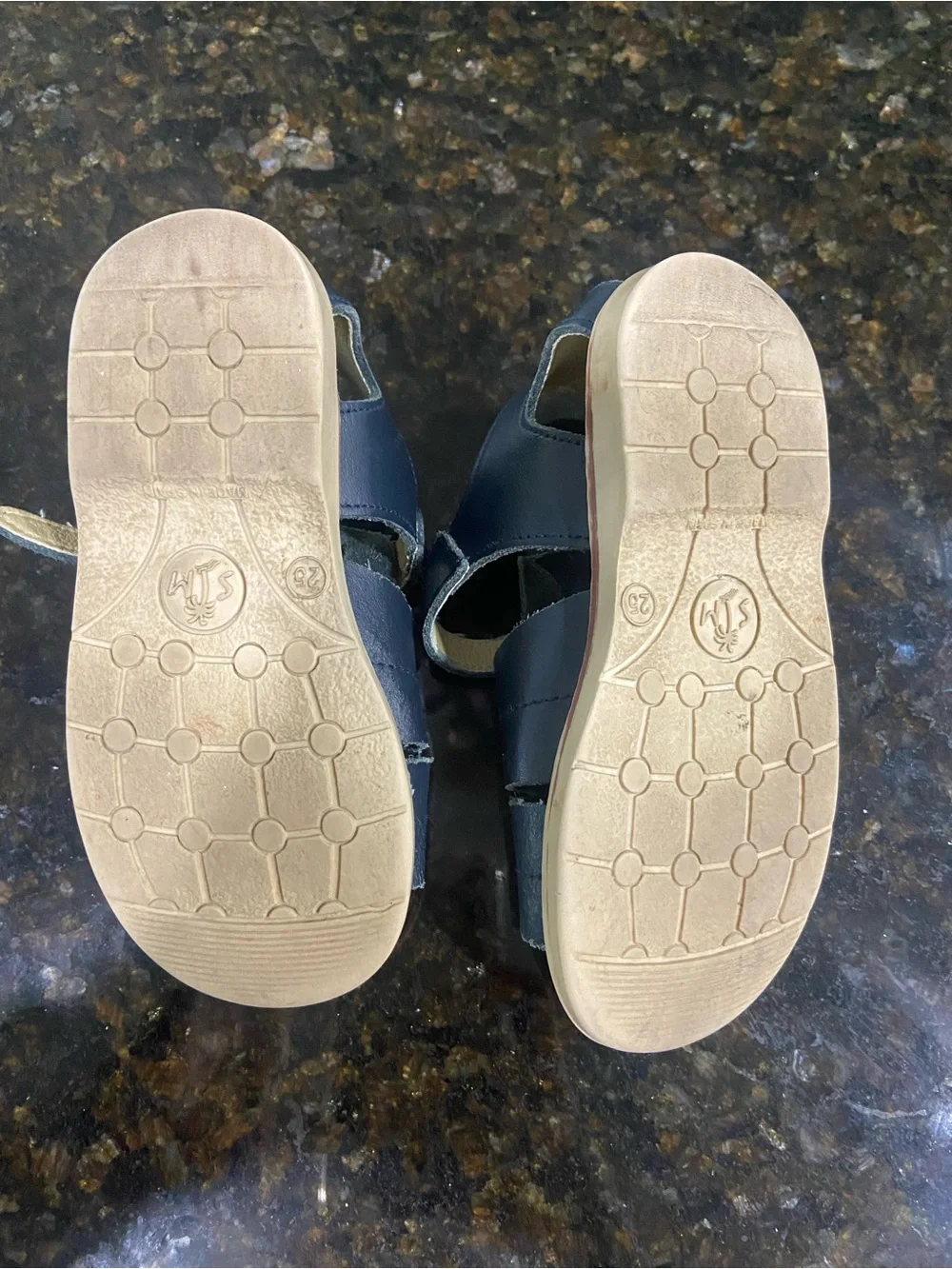 Salt Water Sandals by Hoy Navy Leather Fisherman-Style Kids Sandals